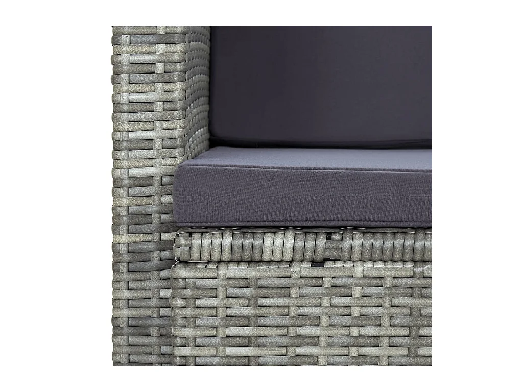 2-Sitzer-Gartensofa mit Auflagen Grau Poly Rattan