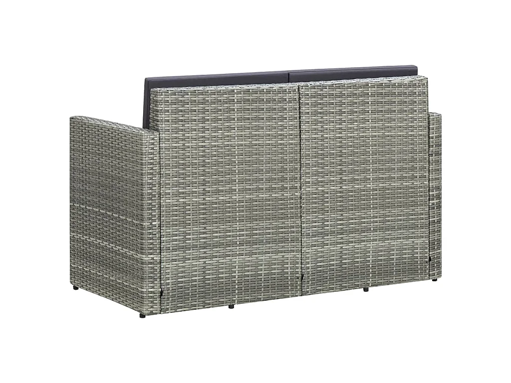 Divano da Giardino a 2 Posti con Cuscini Grigio in Polyrattan