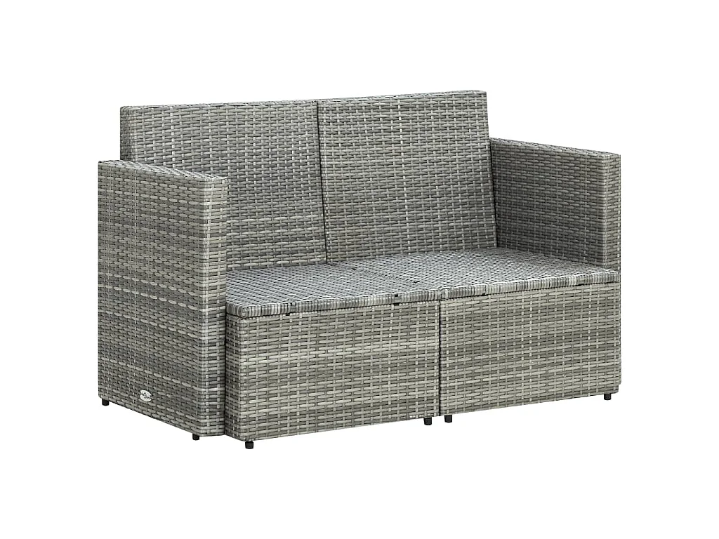 Divano da Giardino a 2 Posti con Cuscini Grigio in Polyrattan