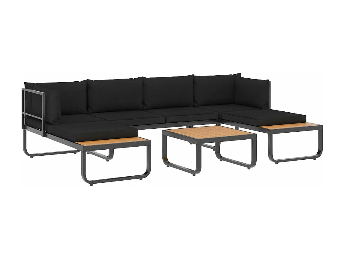 Canapé d'angle de jardin à 4 places avec coussins Aluminium WPC