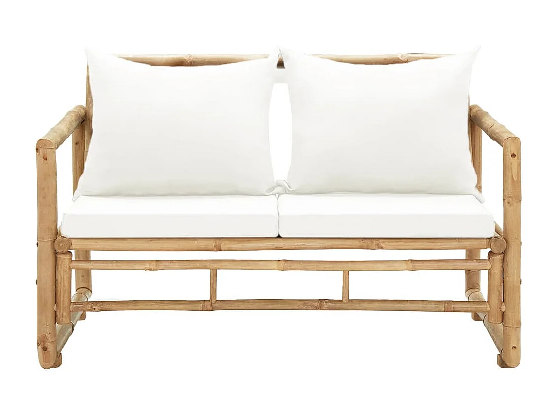 Canapé de jardin à 2 places avec coussins Bambou