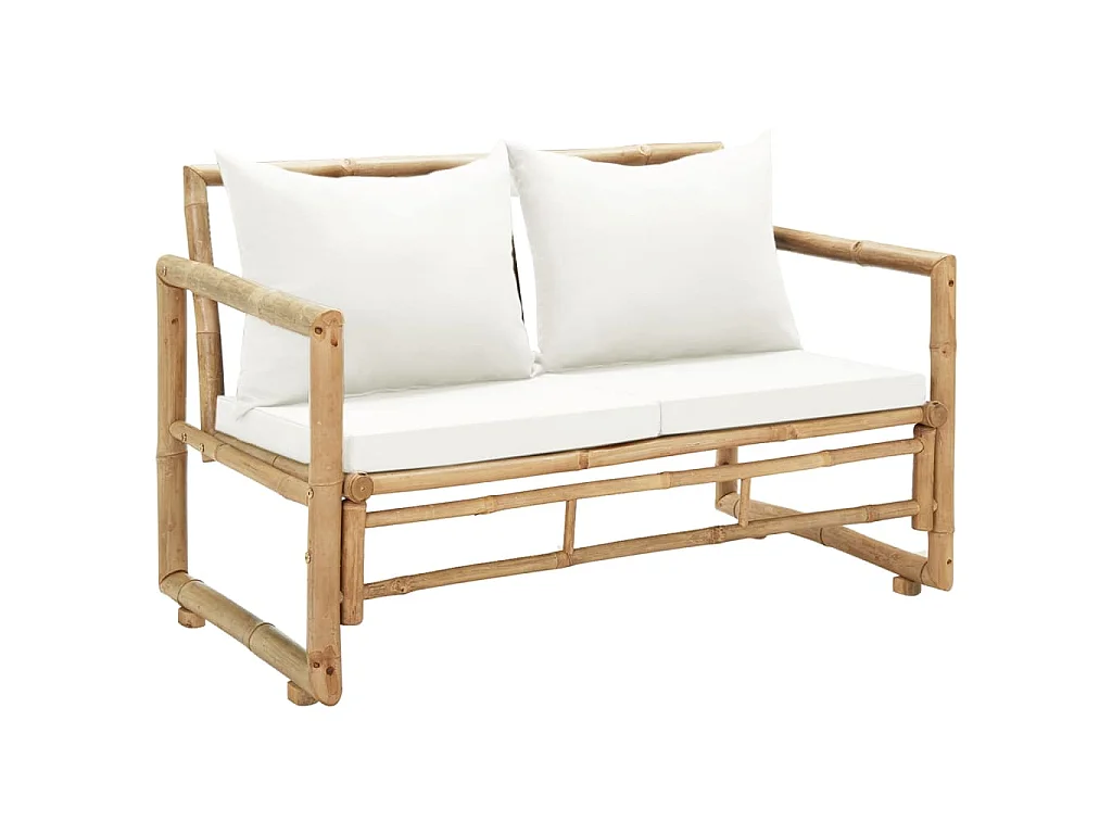 Canapé de jardin à 2 places avec coussins Bambou