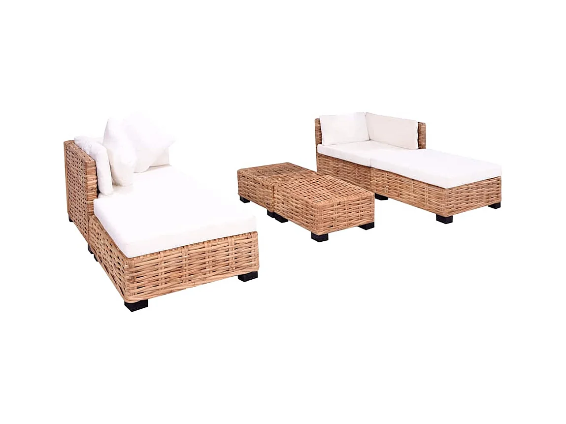 Loungeset natuurlijk rattan 16-delig