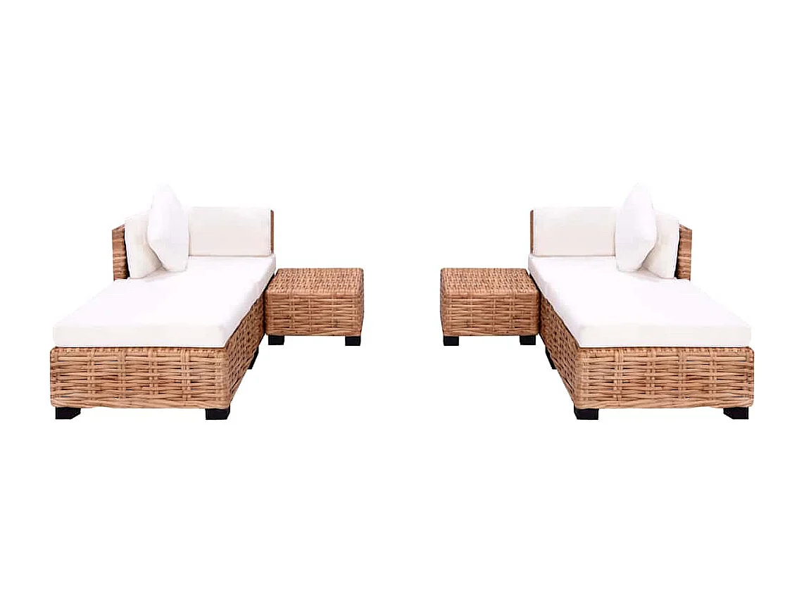 Sofagarnitur 16-tlg. Natürliches Rattan