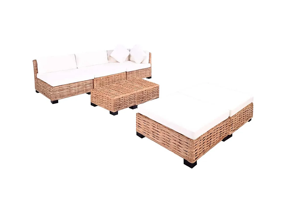 Ensemble de canapés 18 pcs Rotin naturel
