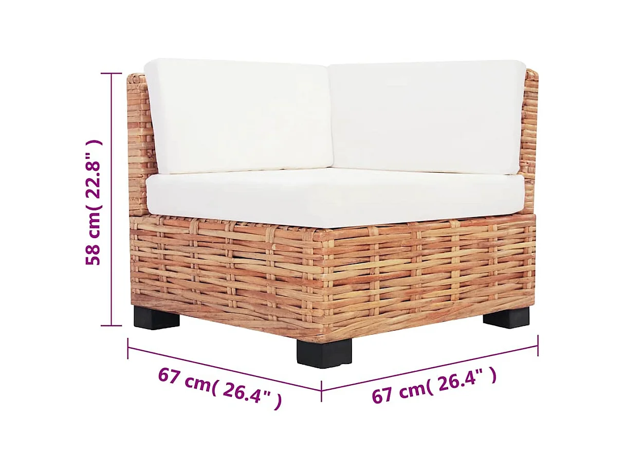 Ensemble de canapés 18 pcs Rotin naturel
