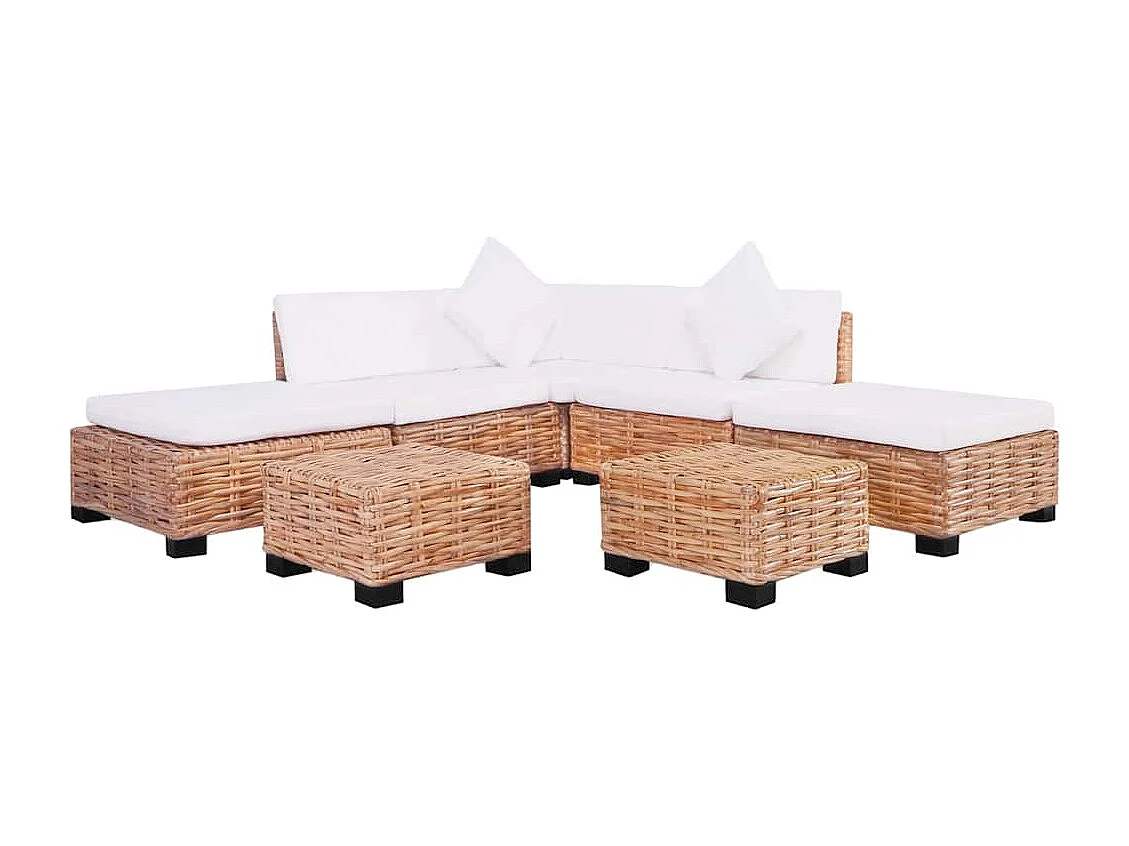 Ensemble de canapés 18 pcs Rotin naturel