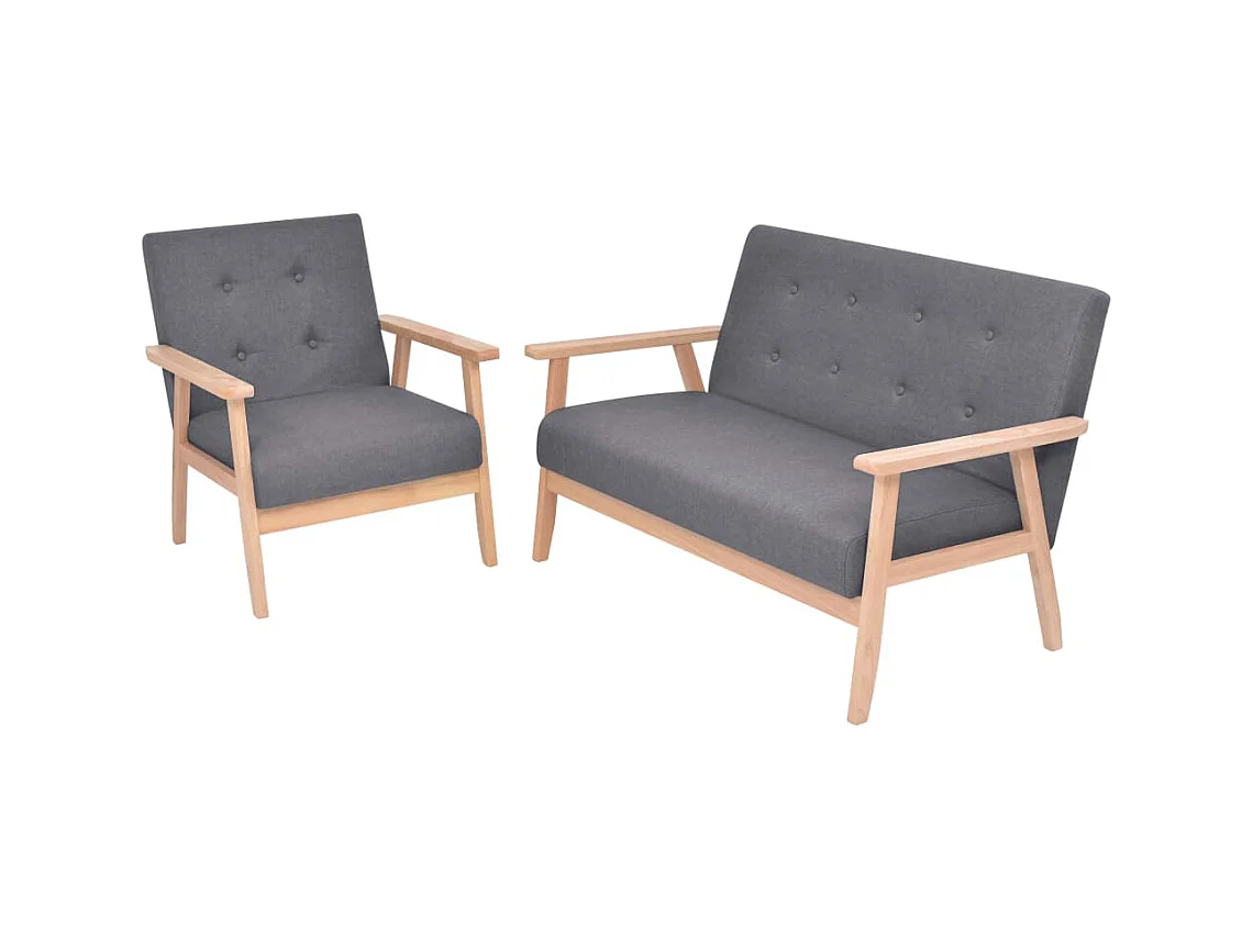Ensemble de canapés 2 pcs Tissu Gris foncé