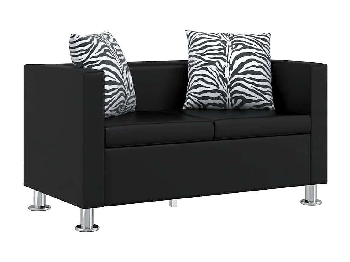 Conjunto sofás de 2 e 3 lugares + poltrona couro artific. preto