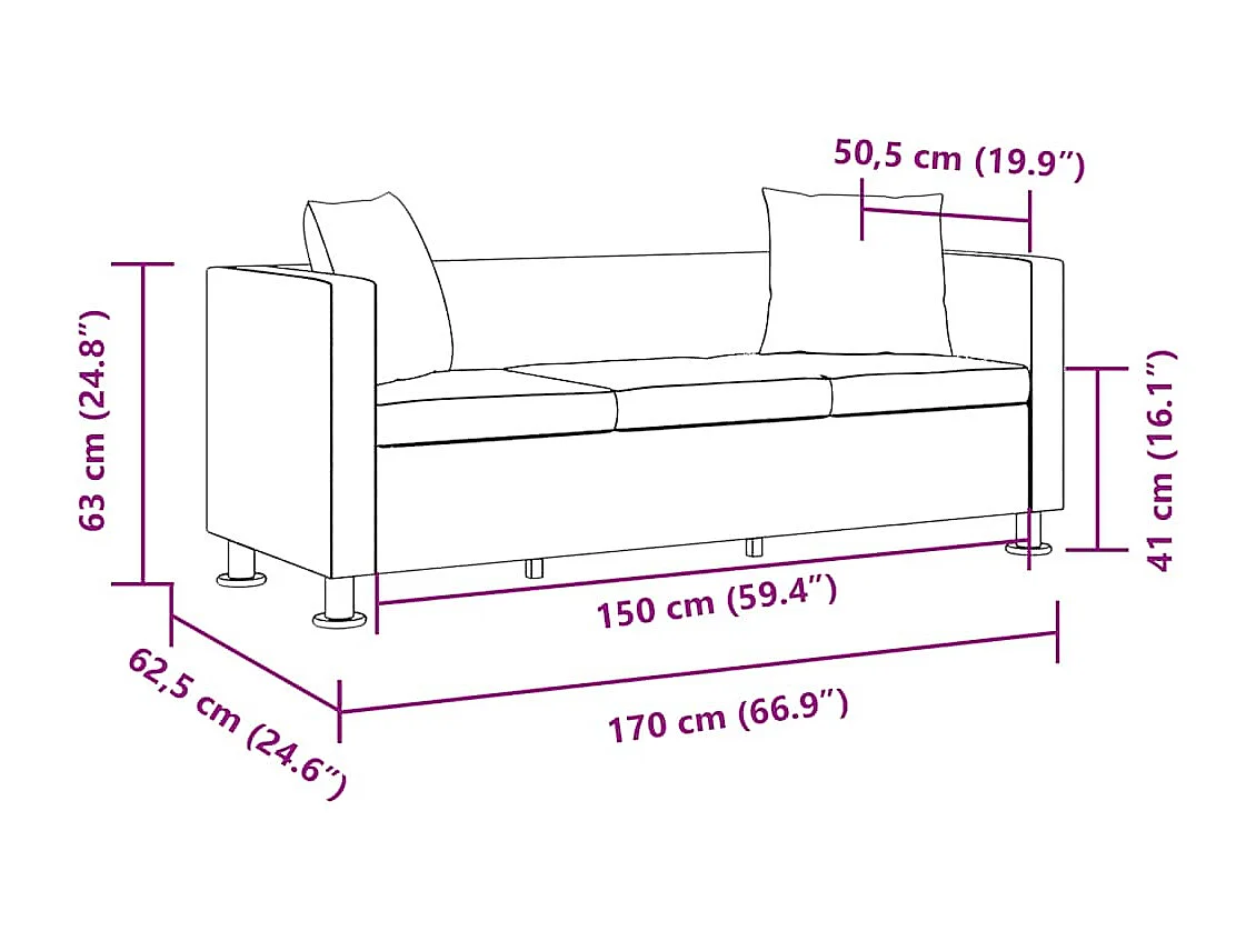Sofa-Set Kunstleder 3-Sitzer und 2-Sitzer Schwarz