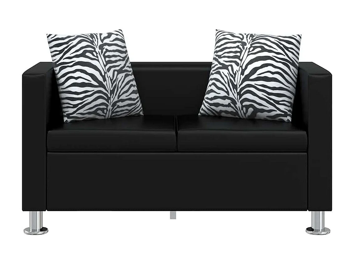 Sofa-Set Kunstleder 3-Sitzer und 2-Sitzer Schwarz