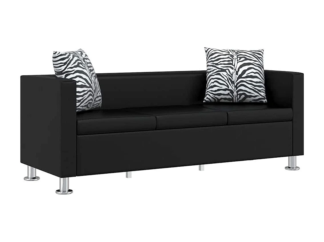 Sofa-Set Kunstleder 3-Sitzer und 2-Sitzer Schwarz