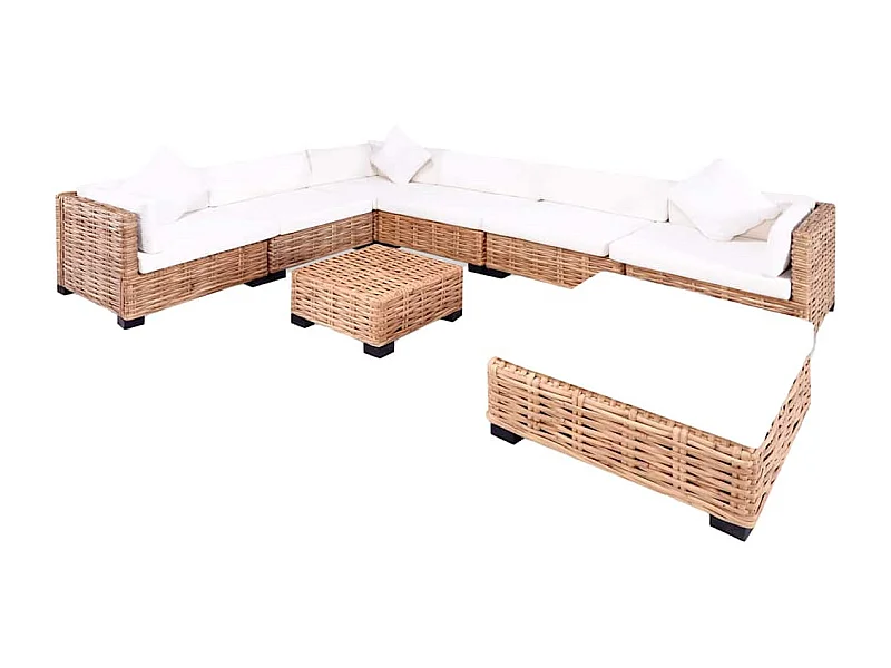 Juego de sofás de 27 piezas ratán natural