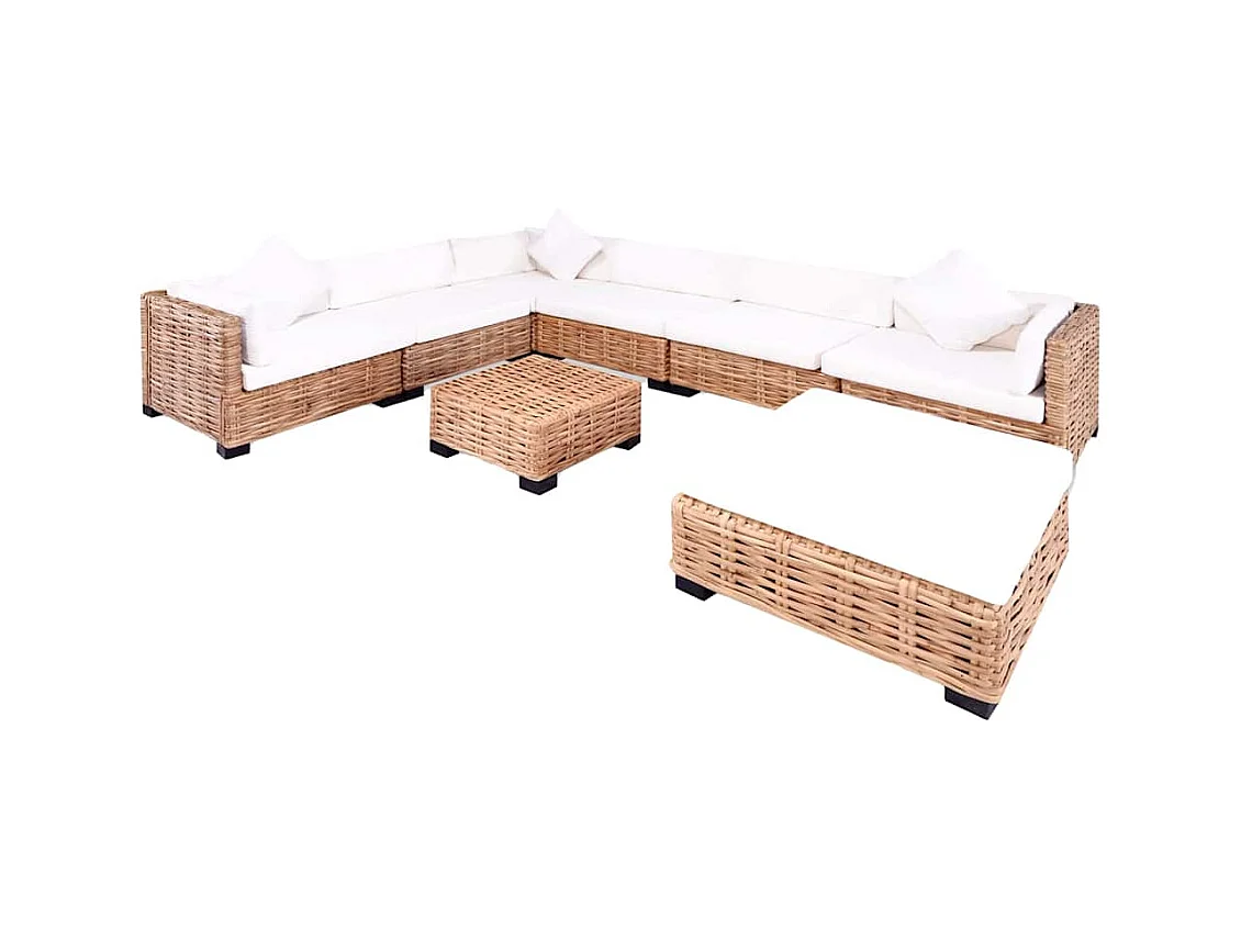 Set Divano 27 pz in Rattan Naturale