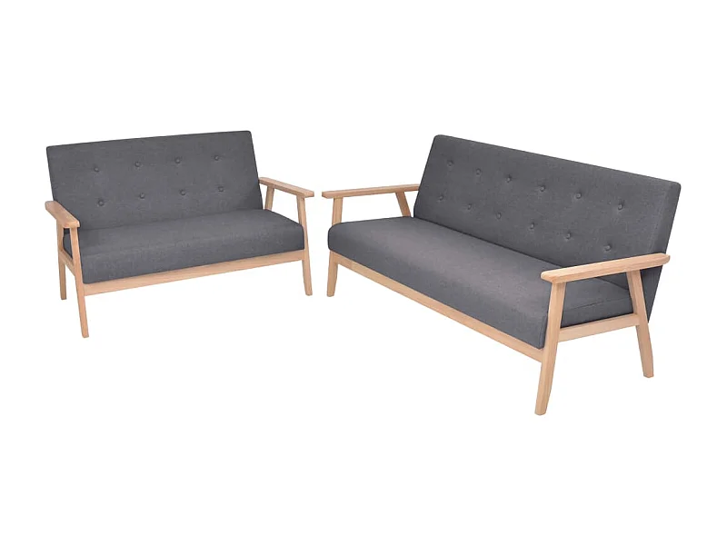 Conjunto de sofás 2 pcs tecido cinzento escuro