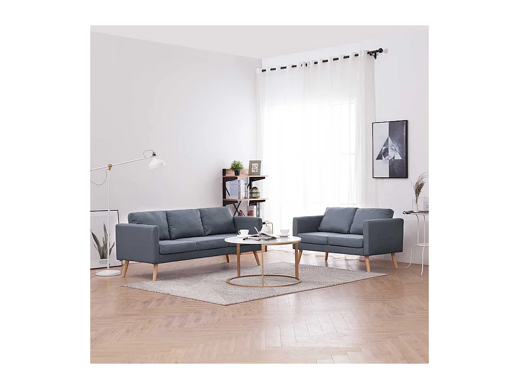 Sofagarnitur 2-Sitzer und 3-Sitzer Stoff Dunkelgrau