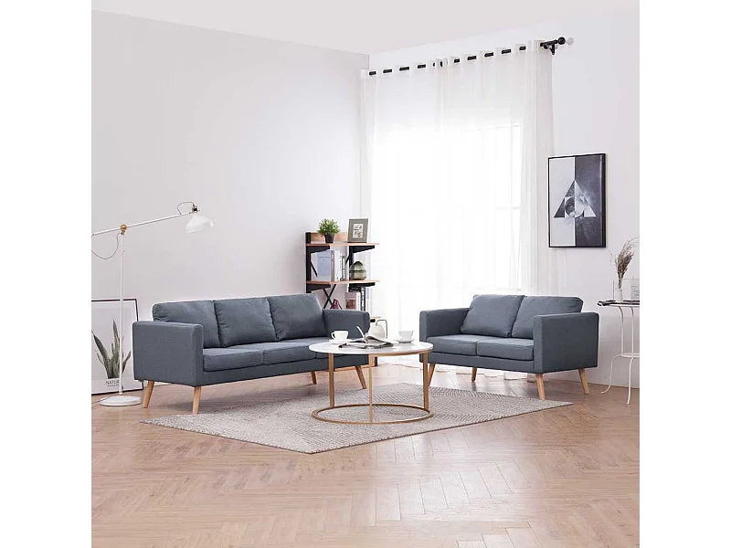 Sofagarnitur 2-Sitzer und 3-Sitzer Stoff Dunkelgrau