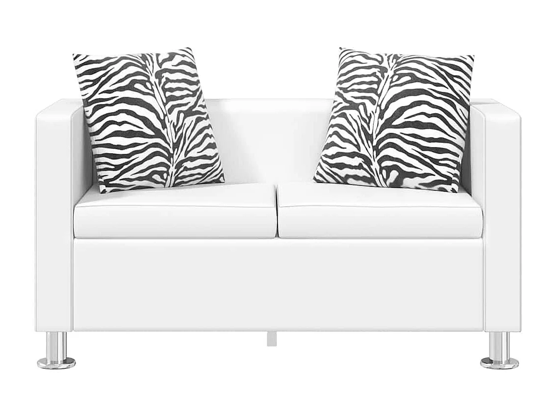 Sofagarnitur Kunstleder 3-Sitzer + 2-Sitzer Weiß