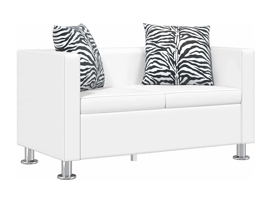 Sofagarnitur Kunstleder 3-Sitzer + 2-Sitzer Weiß