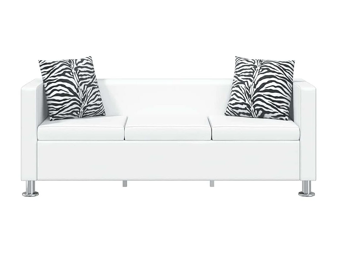 Sofagarnitur Kunstleder 3-Sitzer + 2-Sitzer Weiß