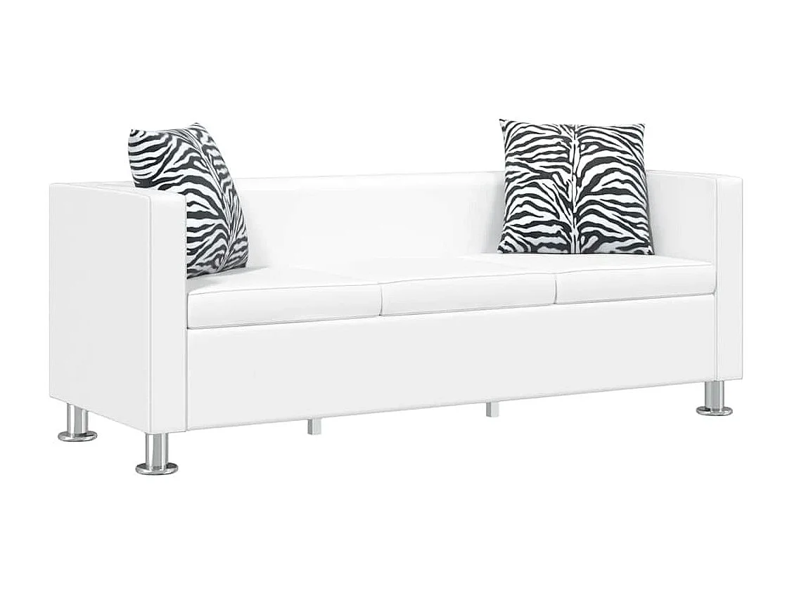 Conjunto de sofás de 2 e 3 lugares couro artificial branco