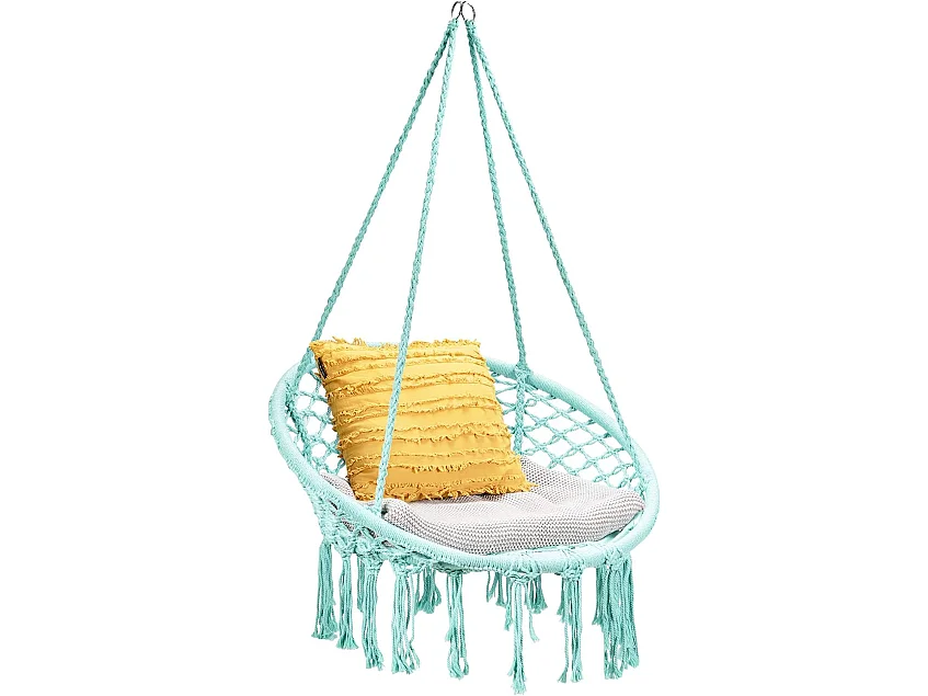 Hamac Suspendue, Fauteuil Relax. Chaise de Jardin1 Place Capacité 150KG en Coton avec des Franges Romantiques pour Balcon