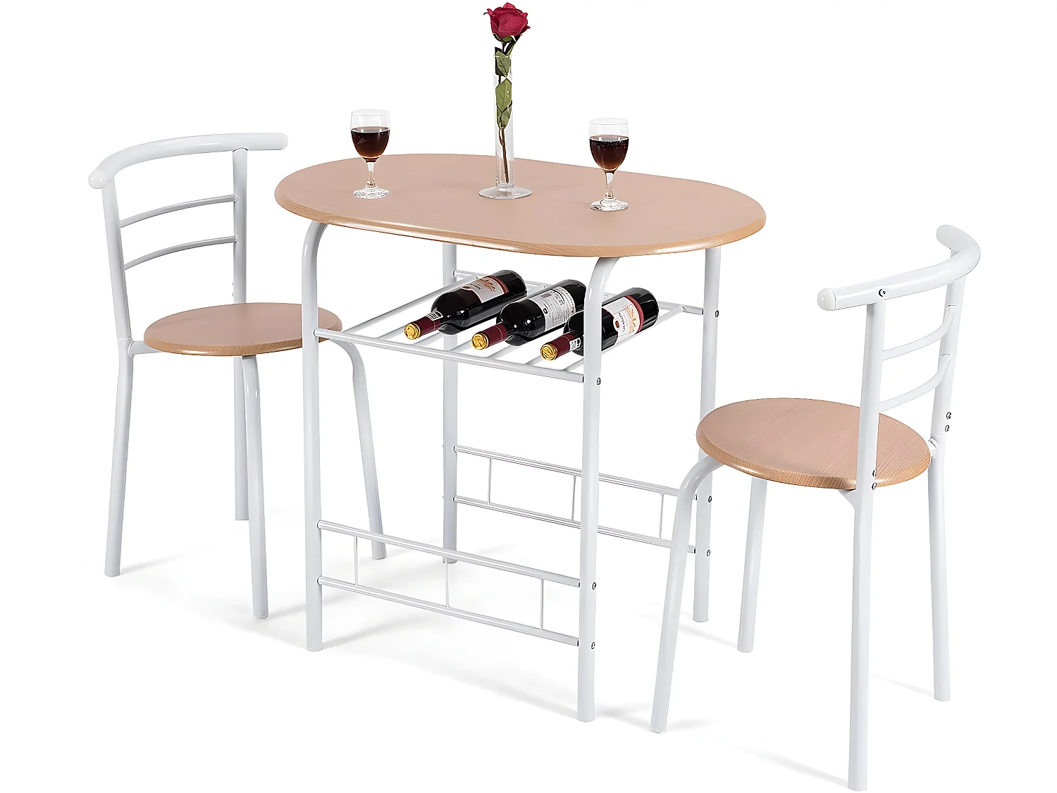 Table de cuisine avec 2 chaises pour salle à manger en couleur du bois dimension de la table:80x5 x74 cm