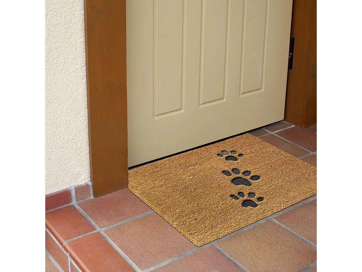 Paillasson 40x60 tissé en coco DOG FOOT marron