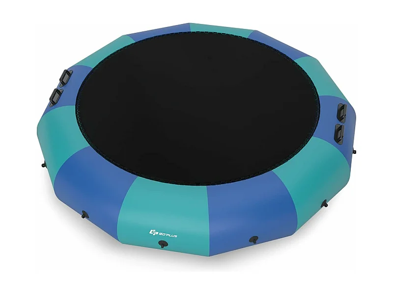 Trampoline Aquatique Gonflable Enfant Dia.457cm avec Gonfleur Electrique 500w Echelle Kit de Réparation Capacité150kg bleu