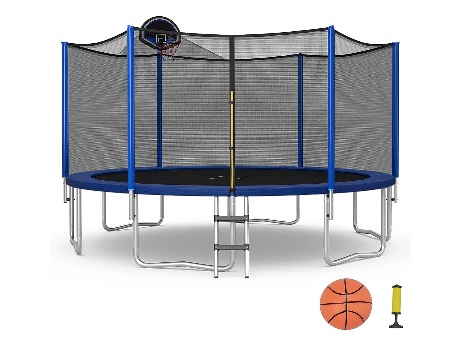 Trampoline d'extérieur, ø 377 cm, trampoline de jardin avec panier de basket