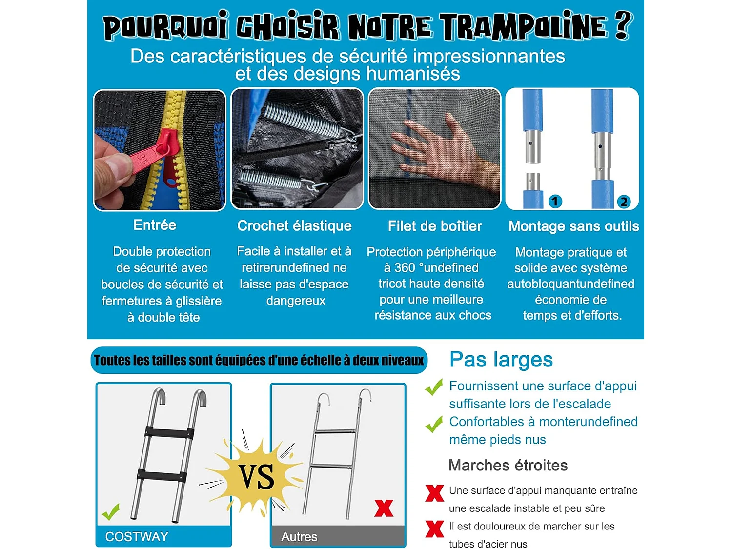 Trampoline d'extérieur, ø 377 cm, trampoline de jardin avec panier de basket