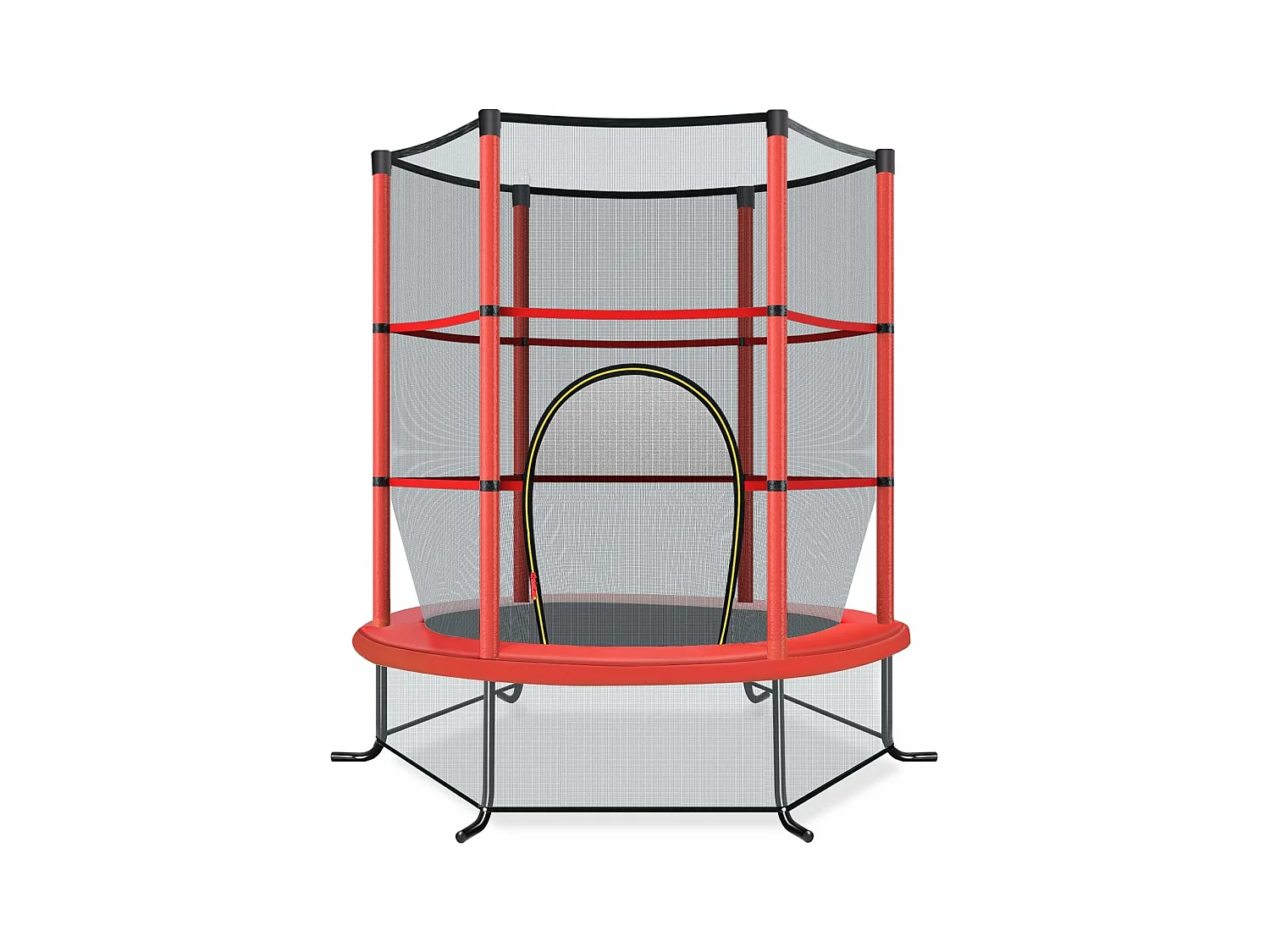 Trampoline de Jardin pour Enfants Ø165 CM avec Filet de Protection,Appuis de Ressorts et Structure en Acier, Rouge