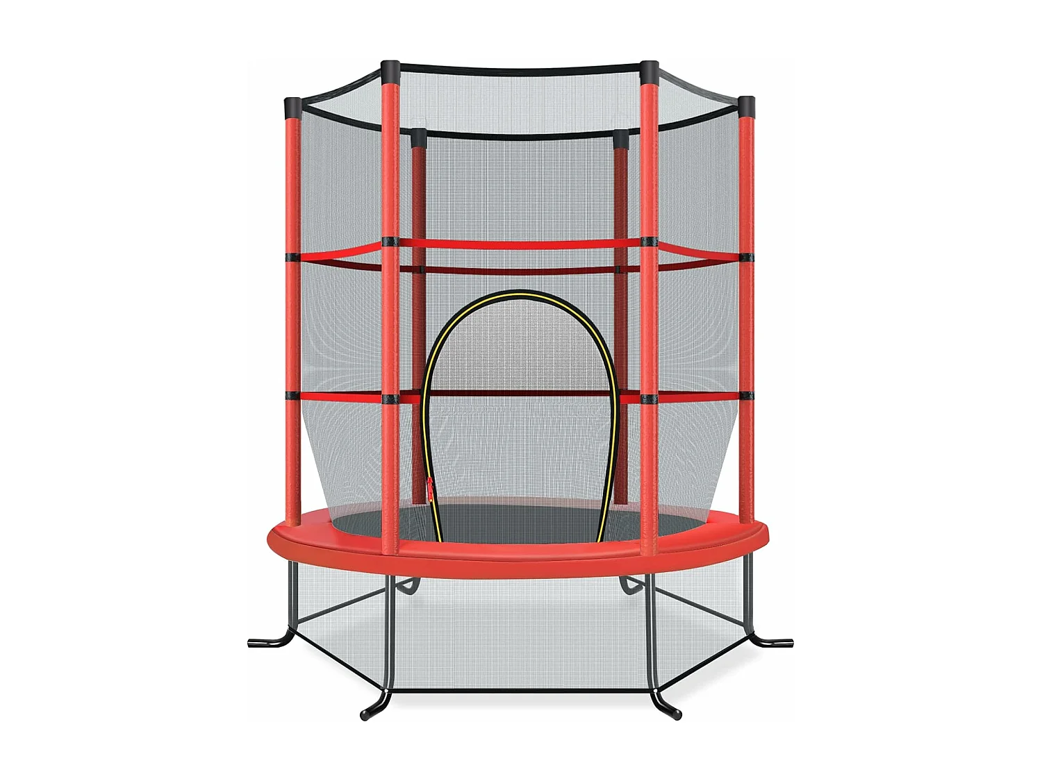 Trampoline de Jardin pour Enfants Ø165 CM avec Filet de Protection,Appuis de Ressorts et Structure en Acier, Rouge