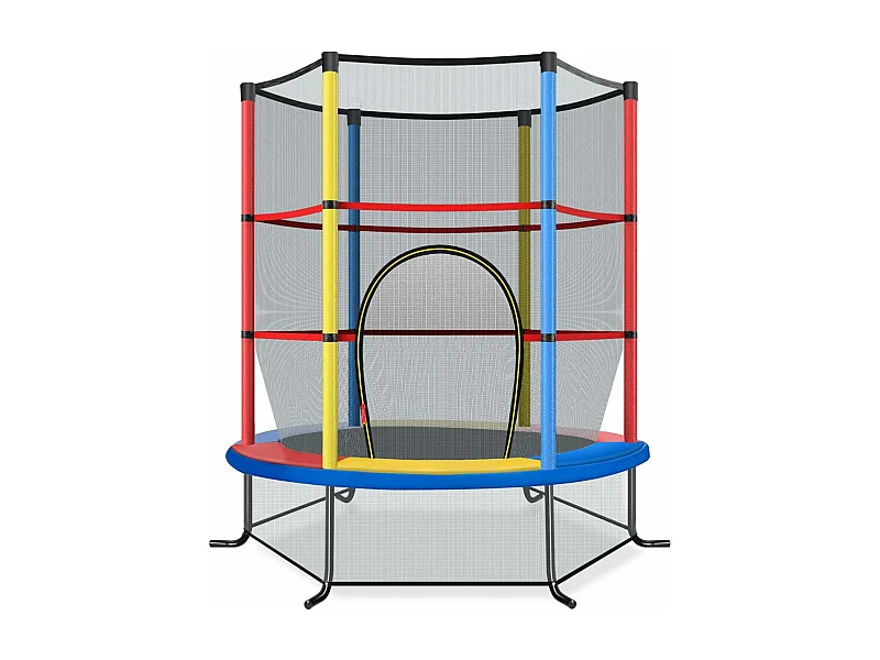 Trampoline de Jardin pour Enfants Ø165 CM avec Filet de Protection,Appuis de Ressorts et Structure en Acier, Coloré