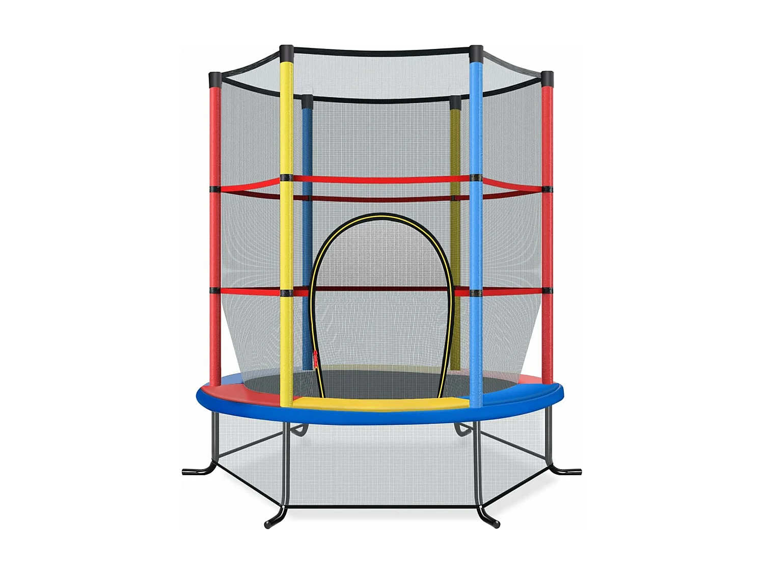 Trampoline de Jardin pour Enfants Ø165 CM avec Filet de Protection,Appuis de Ressorts et Structure en Acier, Coloré