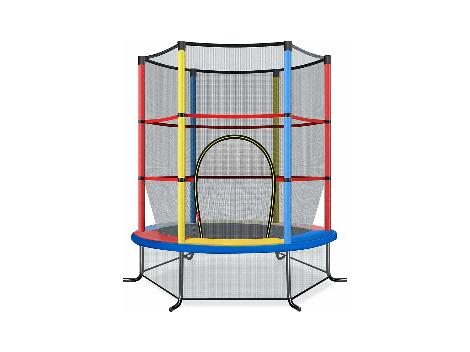 Trampoline de Jardin pour Enfants Ø165 CM avec Filet de Protection,Appuis de Ressorts et Structure en Acier, Coloré