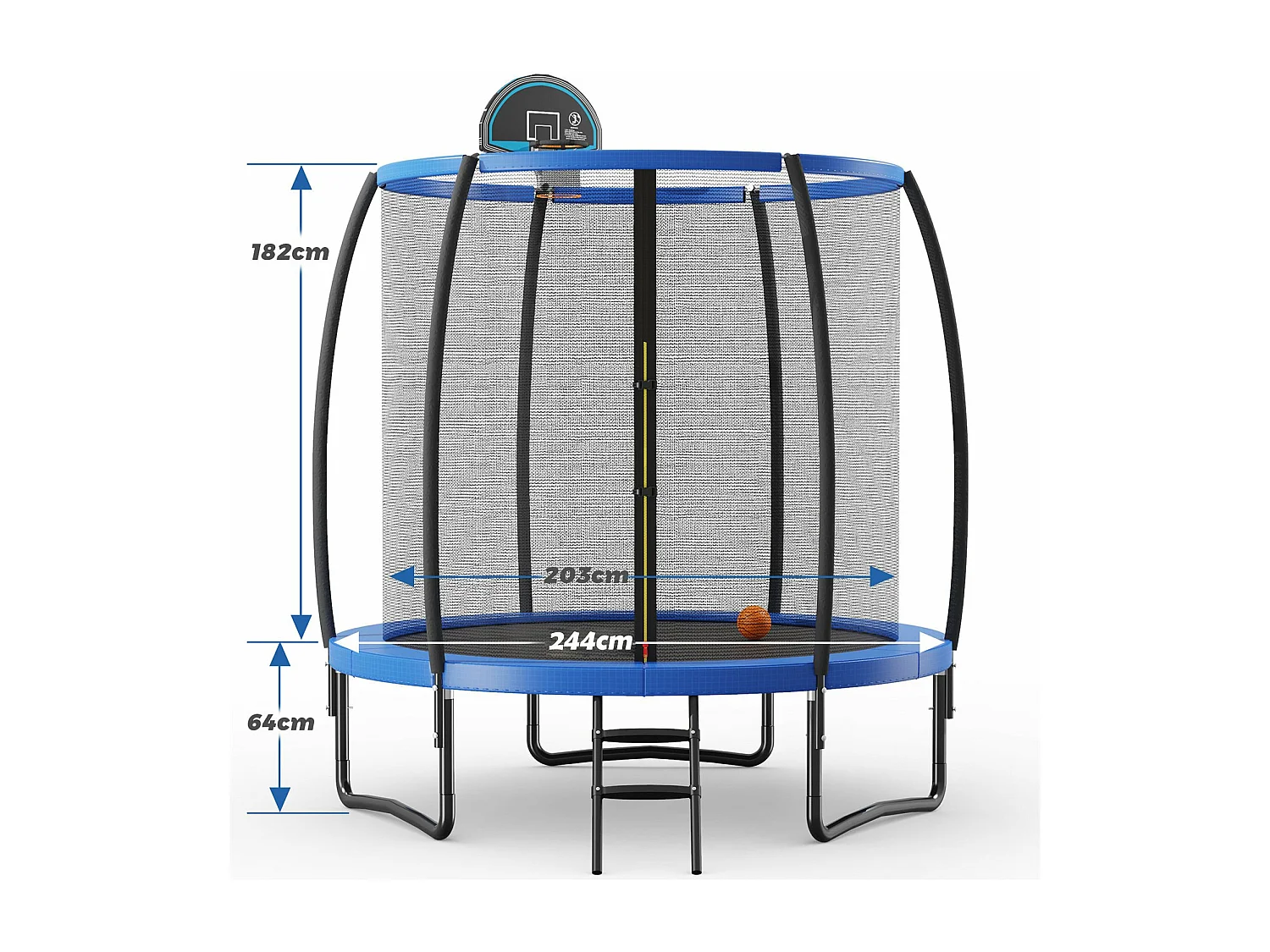 Trampoline extérieur ø 2,45 m avec filet de protection