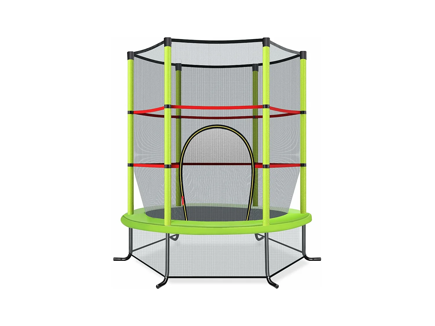 Trampoline de Jardin pour Enfants Ø165 CM avec Filet de Protection,Appuis de Ressorts et Structure en Acier, Vert