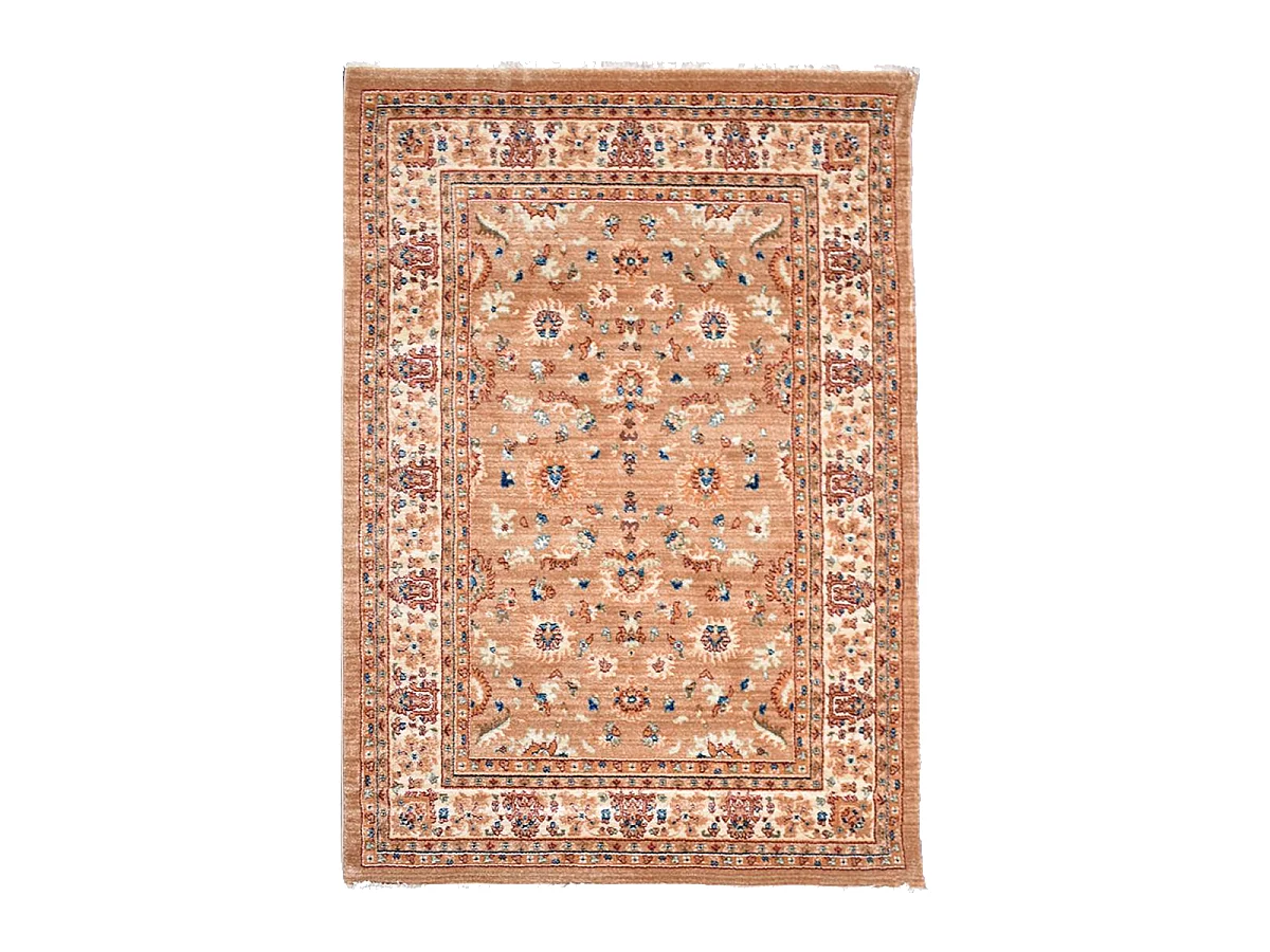 Tapis oriental 120x180 rectangle beige et ivoire tissé motif traditionnel CHOBAY G
