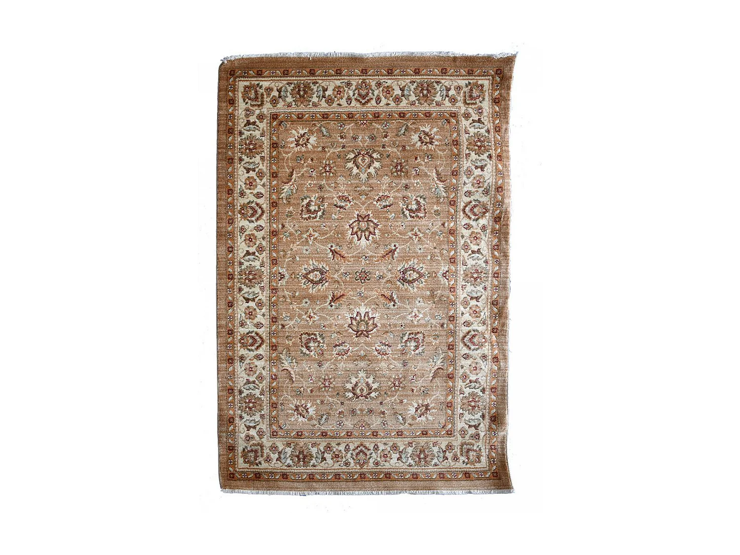 Tapis orient 120x180 rectangle beige et ivoire tissé motif traditionnel CHOBAY A
