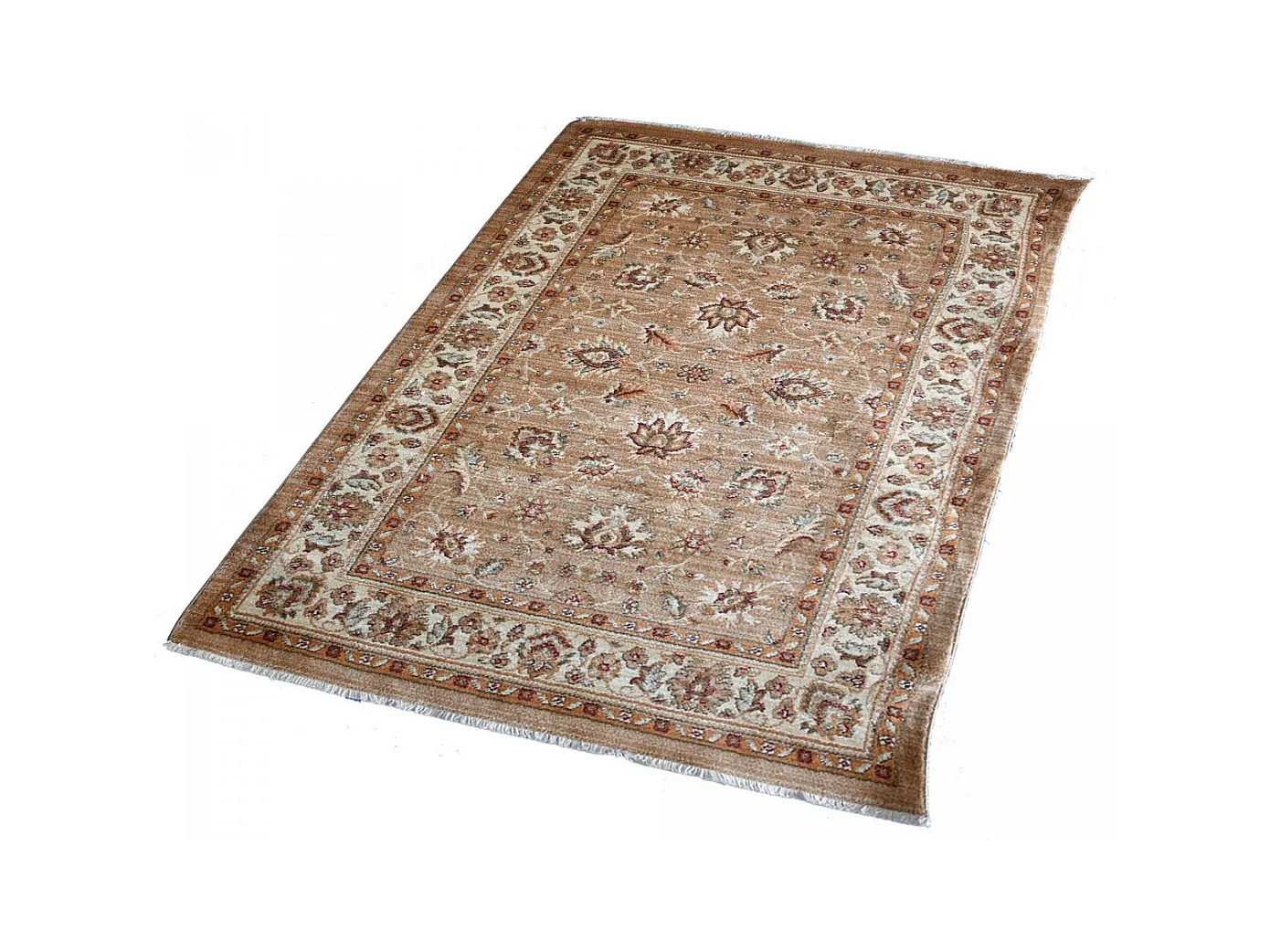 Tapis orient 120x180 rectangle beige et ivoire tissé motif traditionnel CHOBAY A