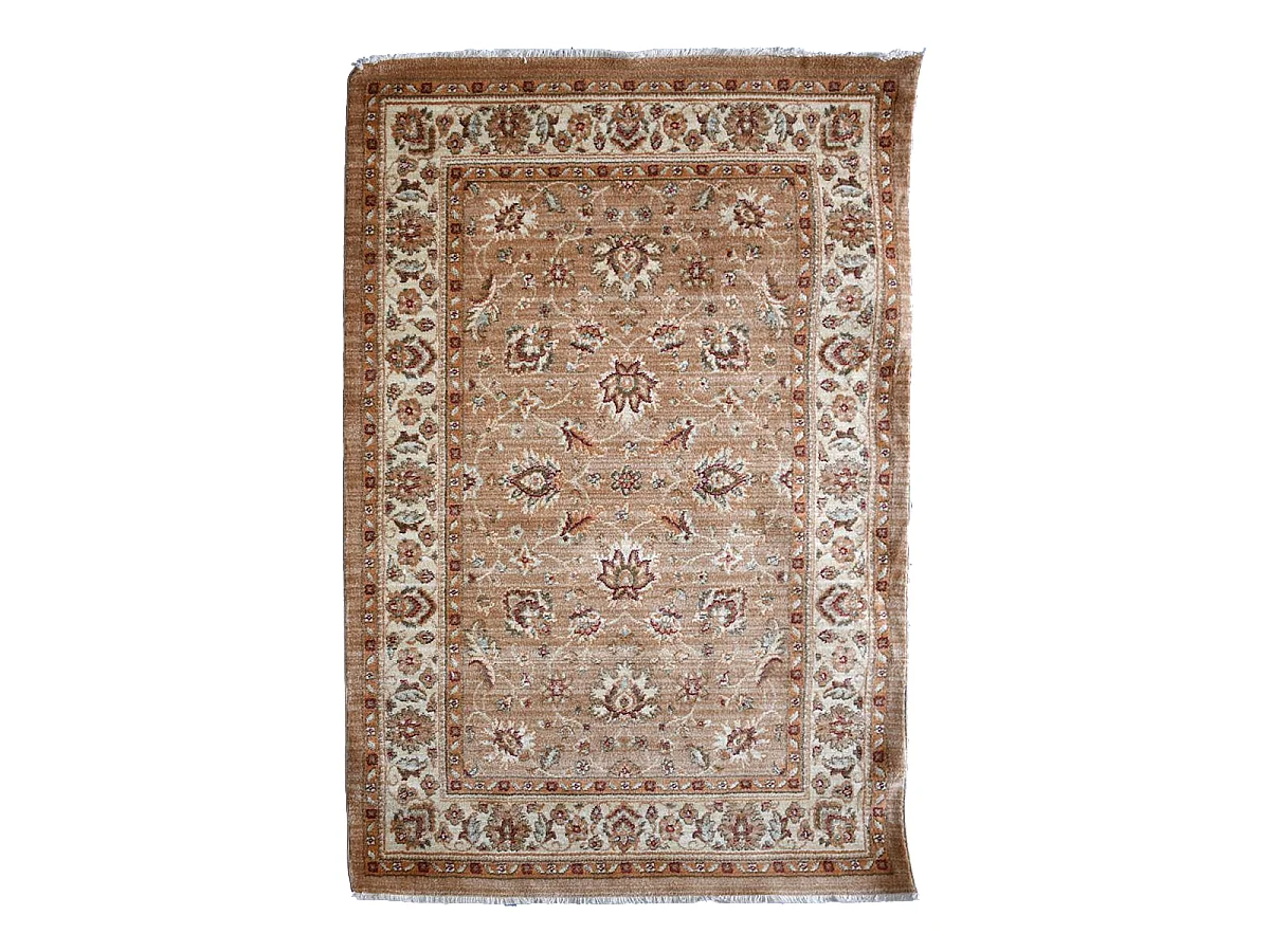 Tapis orient 120x180 rectangle beige et ivoire tissé motif traditionnel CHOBAY A