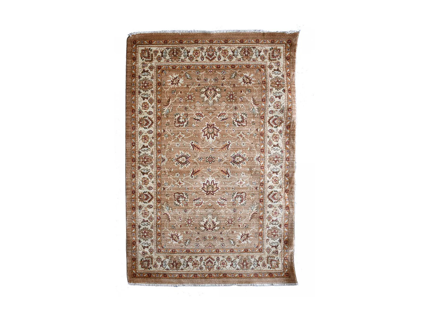 Tapis orient 120x180 rectangle beige et ivoire tissé motif traditionnel CHOBAY A
