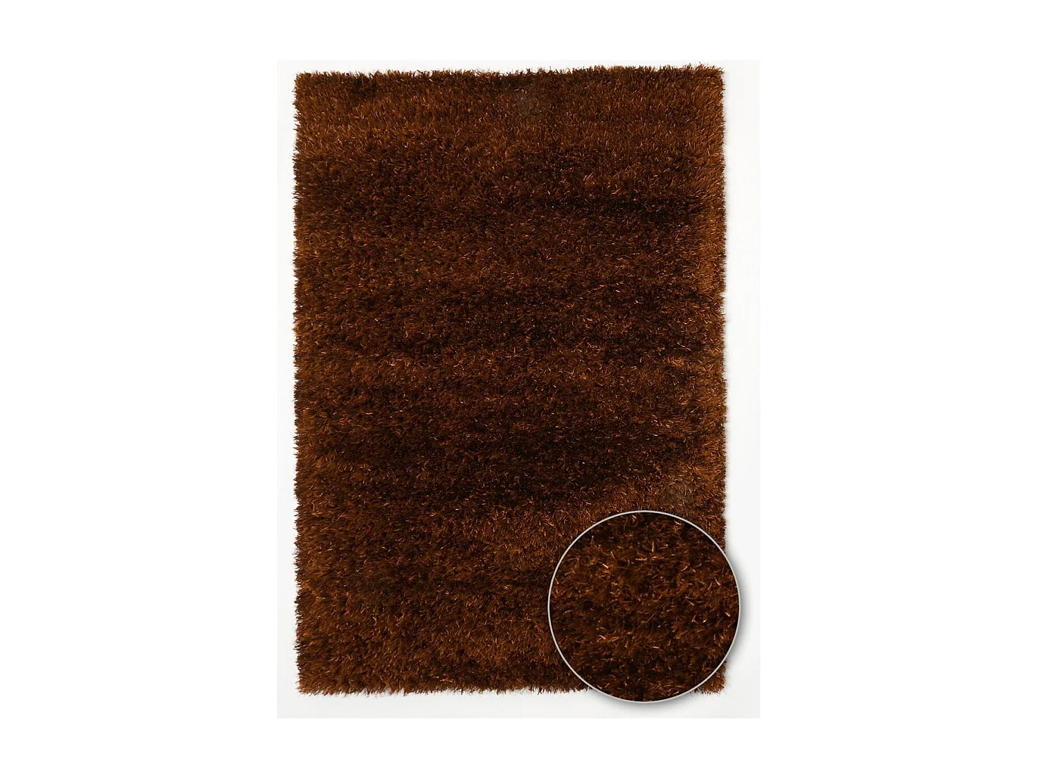 Tapis longs poils shaggy 90x160 rectangle fait main marron motif uni MELANGE
