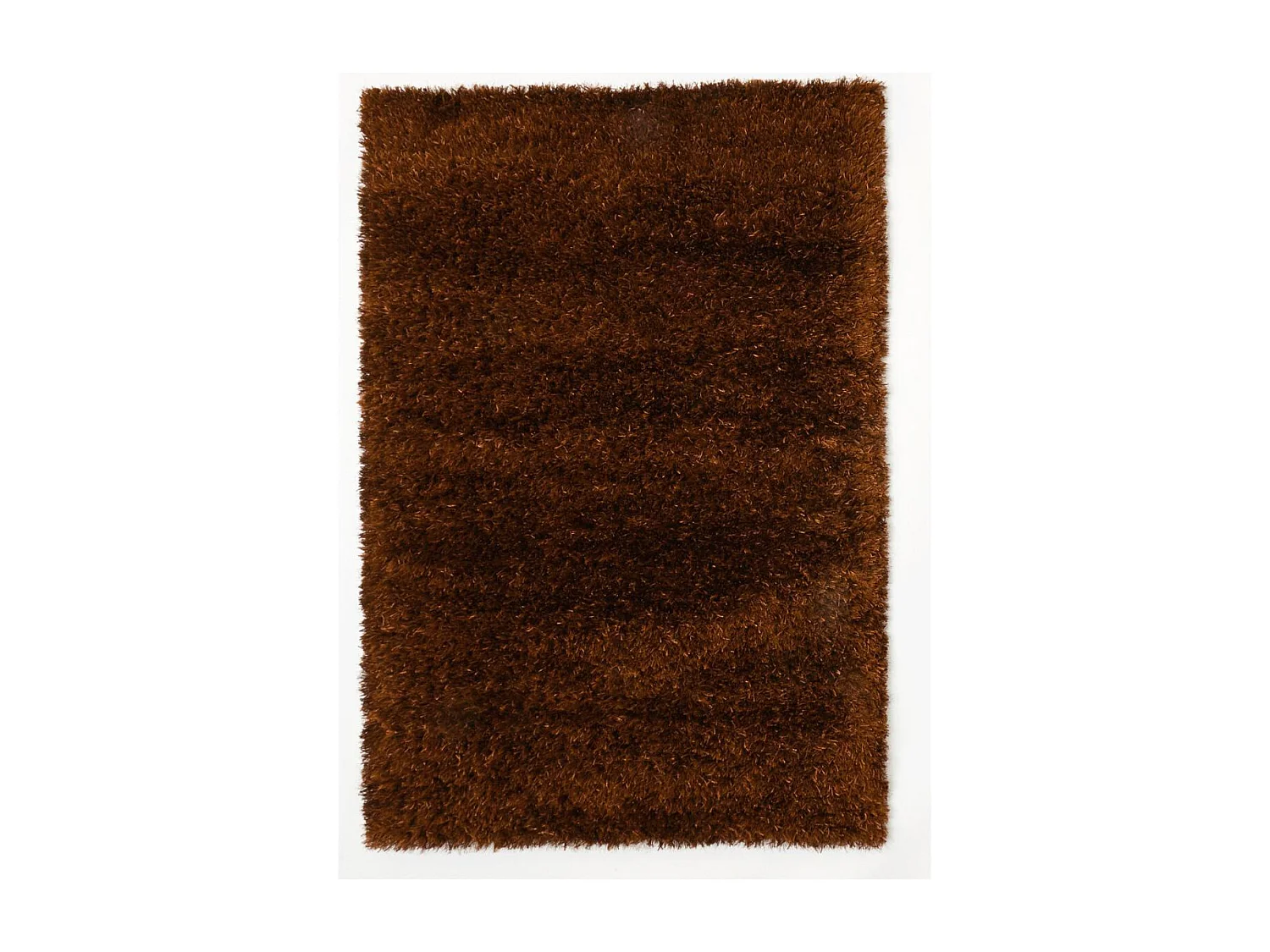 Tapis longs poils shaggy 90x160 rectangle fait main marron motif uni MELANGE