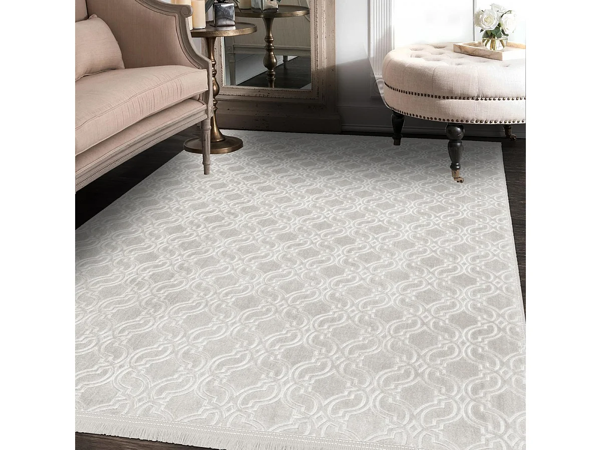 tappeto da ingresso 80x280 tessuto rettangolare beige motivo geometrico PERIU