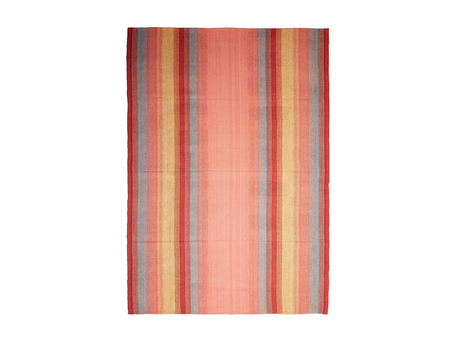 Authentique tapis d'Orient 210x300 kilim fait main en laine rouge et jaune A 1