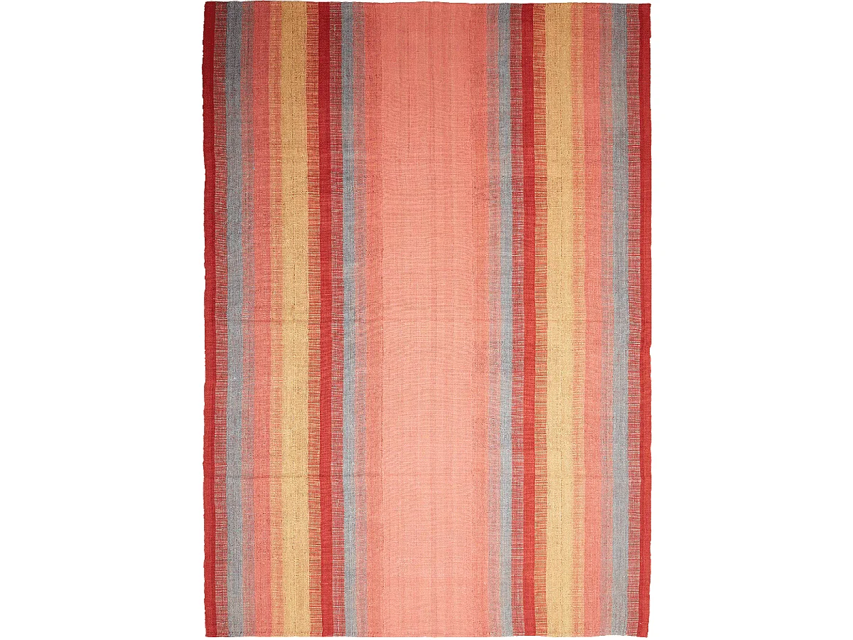 Authentique tapis d'Orient 210x300 kilim fait main en laine rouge et jaune A 1