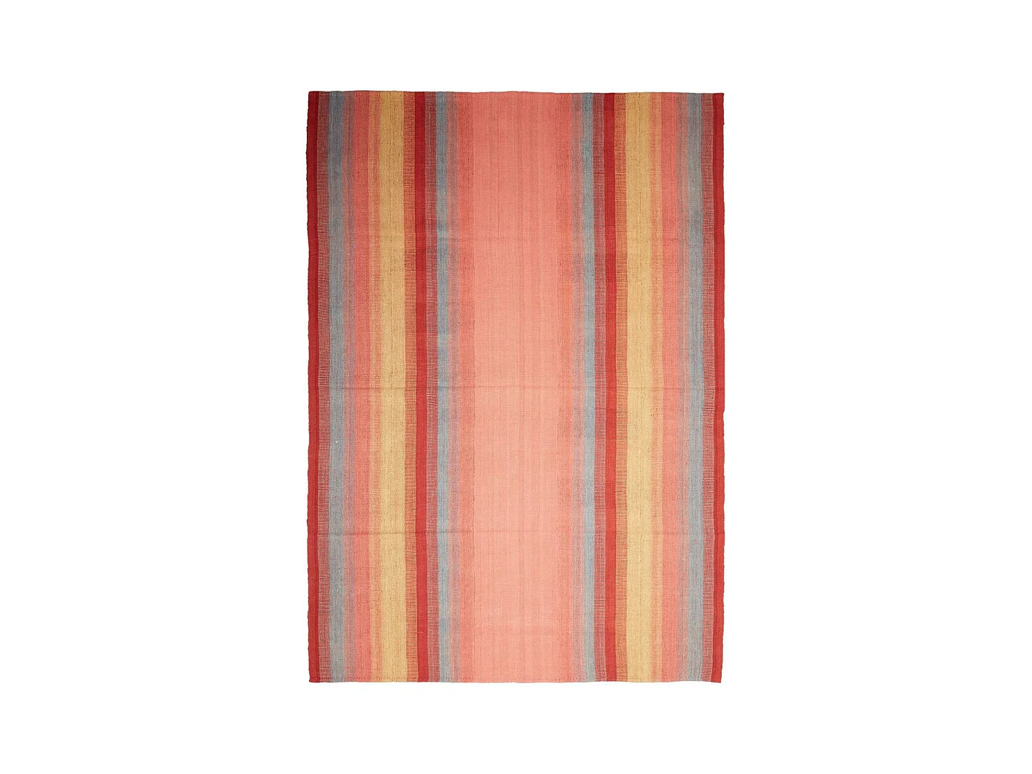Authentique tapis d'Orient 210x300 kilim fait main en laine rouge et jaune A 1