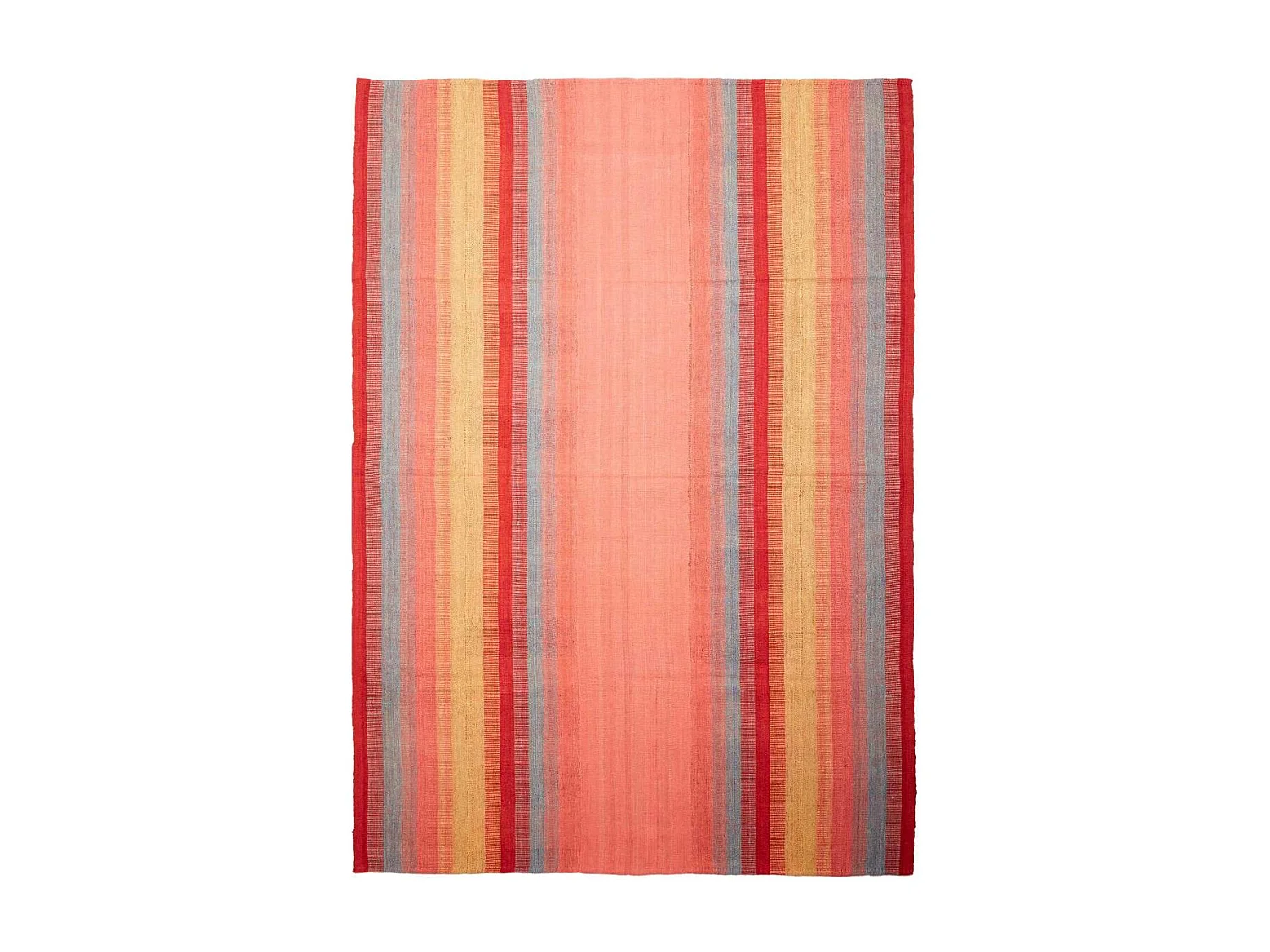 Authentique tapis d'Orient 210x300 kilim fait main en laine rouge et jaune A 1